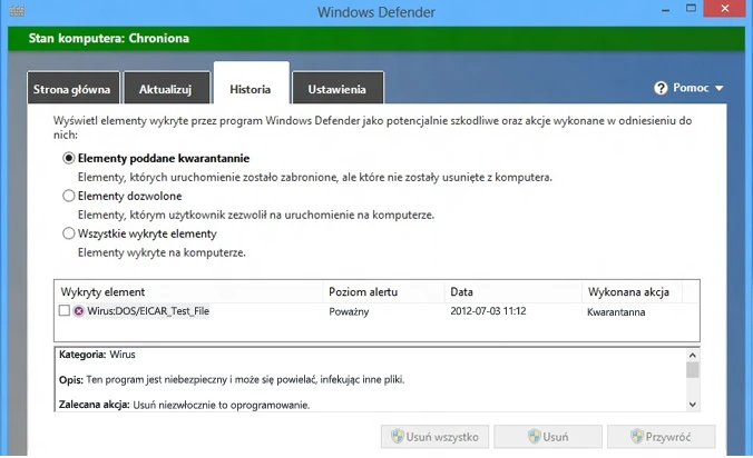 Windows Defender i filtr Windows SmartScreen